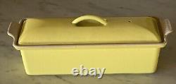 Vintage Le Creuset Yellow Enameled Cast Iron 1 1/2 Qt. Covered Loaf Terrine #28