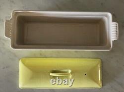 Vintage Le Creuset Yellow Enameled Cast Iron 1 1/2 Qt. Covered Loaf Terrine #28