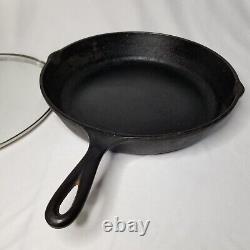 Vintage Lodge #10 Sk D 1 Triple Notch Heat Ring Cast Iron Skillet With LID 12