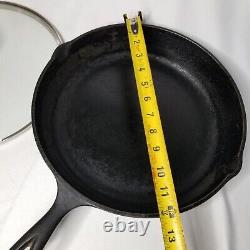 Vintage Lodge #10 Sk D 1 Triple Notch Heat Ring Cast Iron Skillet With LID 12