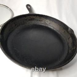 Vintage Lodge #10 Sk D 1 Triple Notch Heat Ring Cast Iron Skillet With LID 12