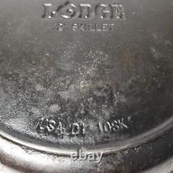 Vintage Lodge #10 Sk D 1 Triple Notch Heat Ring Cast Iron Skillet With LID 12