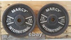 Vintage Marcy International Olympic 2 Weight Plates 44 lb/20 kgs Pair Cast Iron