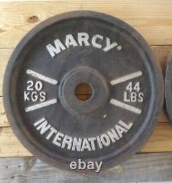 Vintage Marcy International Olympic 2 Weight Plates 44 lb/20 kgs Pair Cast Iron
