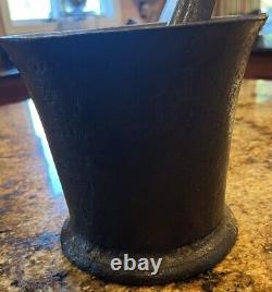 Vintage Mortar Pestle Apothecary Druggist Chemist Medical Cast Iron 11 Lbs