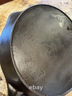 Vintage OLD WAGNER Cast Iron NATIONAL SKILLET 7 B with Heat Ring Read