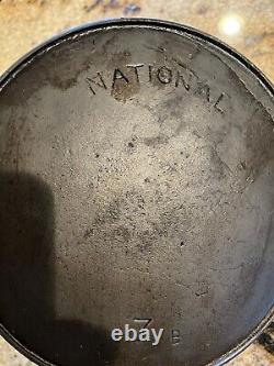 Vintage OLD WAGNER Cast Iron NATIONAL SKILLET 7 B with Heat Ring Read