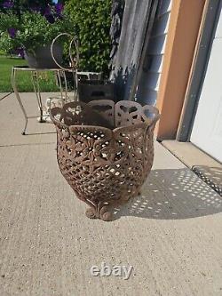Vintage Ornate Victorian Cast Iron Footed Planter 12x12x10 Heavy 15 Lb