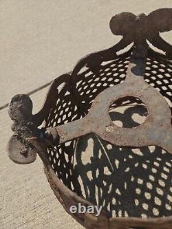 Vintage Ornate Victorian Cast Iron Footed Planter 12x12x10 Heavy 15 Lb
