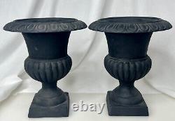 Vintage Pair Cast Iron 9 Garden Planter Urns -92691