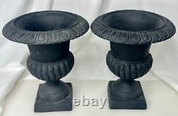 Vintage Pair Cast Iron 9 Garden Planter Urns -92691