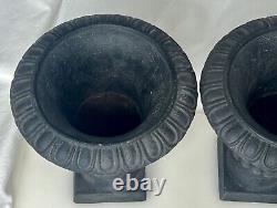 Vintage Pair Cast Iron 9 Garden Planter Urns -92691