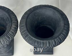 Vintage Pair Cast Iron 9 Garden Planter Urns -92691
