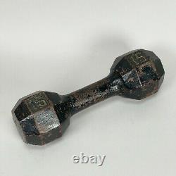 Vintage Rare Painted Cast Iron Octagonal 15 LB Pound Single Dumbbell York Weider