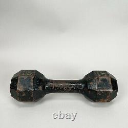 Vintage Rare Painted Cast Iron Octagonal 15 LB Pound Single Dumbbell York Weider