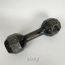 Vintage Rare Painted Cast Iron Octagonal 15 LB Pound Single Dumbbell York Weider