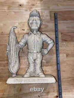 Vintage Seed Sales Award Door Stop 9+ LBS Cast Iron Metal Patina Farm Collector