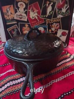 Vintage Ugly Hammered No. 8 Cast Iron Chicken Fryer with Lid Restored