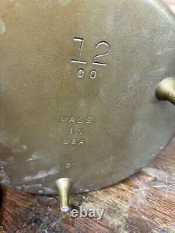 Vintage Unmarked Lodge #12 CO D USA Cast Iron Pot Camp Dutch Oven 3 Footed Lid