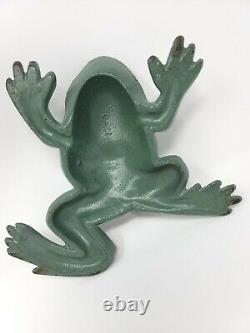 Vintage Virginia Metalcrafters Cast Iron Frog Green Bullfrog Doorstop Rare 4 lbs