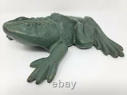 Vintage Virginia Metalcrafters Cast Iron Frog Green Bullfrog Doorstop Rare 4 lbs