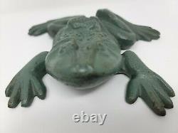 Vintage Virginia Metalcrafters Cast Iron Frog Green Bullfrog Doorstop Rare 4 lbs