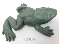 Vintage Virginia Metalcrafters Cast Iron Frog Green Bullfrog Doorstop Rare 4 lbs