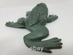 Vintage Virginia Metalcrafters Cast Iron Frog Green Bullfrog Doorstop Rare 4 lbs