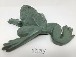 Vintage Virginia Metalcrafters Cast Iron Frog Green Bullfrog Doorstop Rare 4 lbs