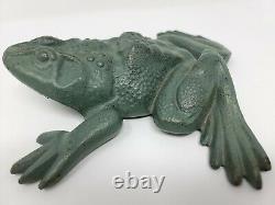 Vintage Virginia Metalcrafters Cast Iron Frog Green Bullfrog Doorstop Rare 4 lbs