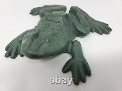 Vintage Virginia Metalcrafters Cast Iron Frog Green Bullfrog Doorstop Rare 4 lbs