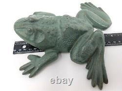 Vintage Virginia Metalcrafters Cast Iron Frog Green Bullfrog Doorstop Rare 4 lbs