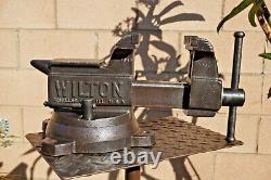 Vintage Wilton 1645, 5'' Jaw Swivel Anvil Vise, Schiller Park ILL Usa, 37 Lbs Vice