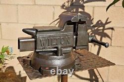 Vintage Wilton 1645, 5'' Jaw Swivel Anvil Vise, Schiller Park ILL Usa, 37 Lbs Vice