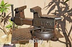 Vintage Wilton 1645, 5'' Jaw Swivel Anvil Vise, Schiller Park ILL Usa, 37 Lbs Vice