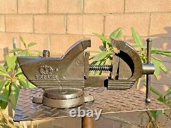 Vintage Wilton Shop 4'' Jaw Swivel Anvil Vise, Chicago 14 Usa, 25 Lbs Vice