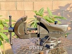 Vintage Wilton Shop 4'' Jaw Swivel Anvil Vise, Chicago 14 Usa, 25 Lbs Vice