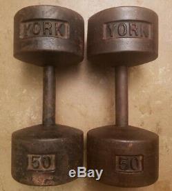 Vintage York 60lb SINGLE Cast Iron roundhead Dumbbell Weight round head pre USA
