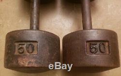 Vintage York 60lb SINGLE Cast Iron roundhead Dumbbell Weight round head pre USA