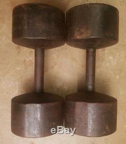 Vintage York 60lb SINGLE Cast Iron roundhead Dumbbell Weight round head pre USA 