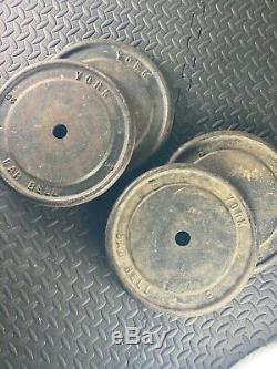 Vintage York Barbell 25 Lb Standard Weight Plates Set Of 4 100 Lbs Total