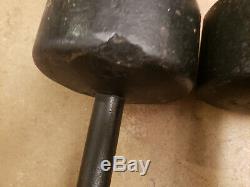 Vintage York US 40lb pair Cast Iron roundhead Dumbbells Weights round head