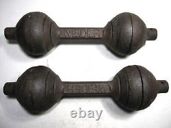 Vintage/antique Weider Go Go Globe Cast Iron Dumbells 15lb Ea