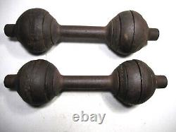 Vintage/antique Weider Go Go Globe Cast Iron Dumbells 15lb Ea