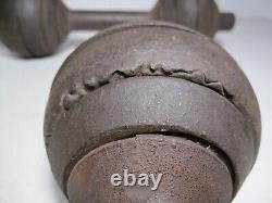 Vintage/antique Weider Go Go Globe Cast Iron Dumbells 15lb Ea