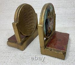 Vintage cast iron bookends Madonna & Child Religious 5.5 x 4.75 patina 4+ lbs