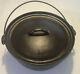 Vintage Cast Iron Dutch Oven #10 Bail Lid 3 Footed Sits Flat No Spin Very Heavy