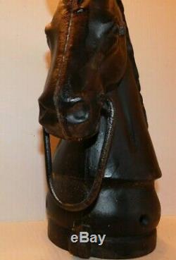 Vtg 16lb Equestrian Cast Iron Horse Head Ring Hitching Antique Newel Post Topper