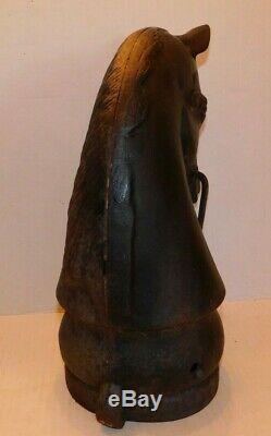 Vtg 16lb Equestrian Cast Iron Horse Head Ring Hitching Antique Newel Post Topper