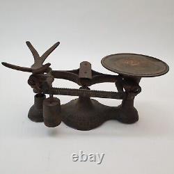 Vtg Antique NY Jacobs Bros Cast Iron Type 77 Candy Scale 6lbs Weight & Brass Pan